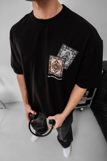 Baskılı Oversize T-shirt - Siyah -