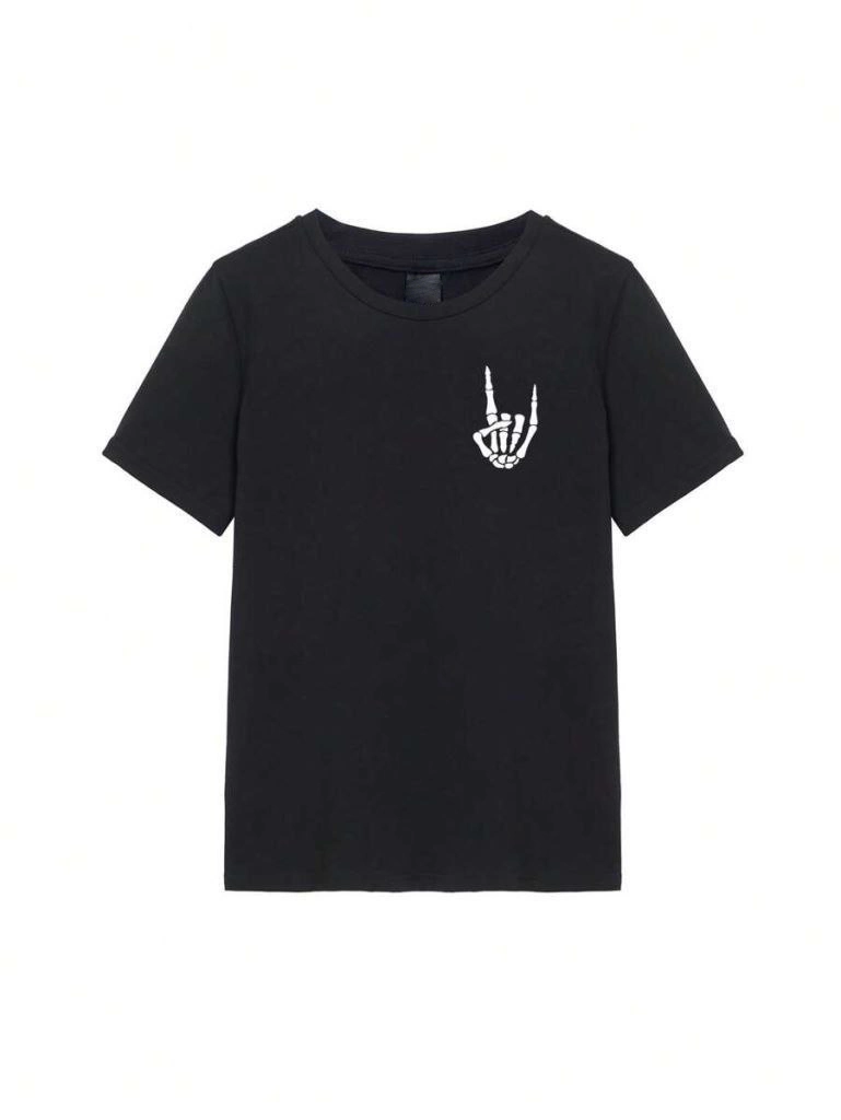 Baskılı Oversize T-shirt - Siyah -