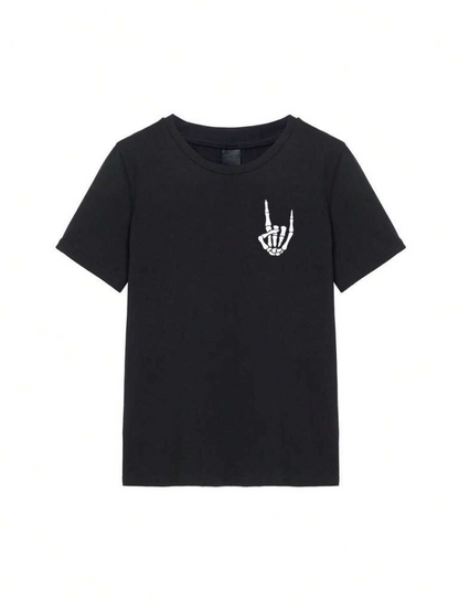 Baskılı Oversize T-shirt - Siyah -