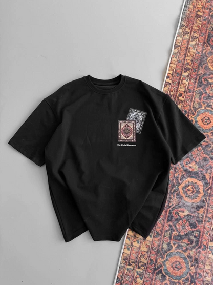 Baskılı Oversize T-shirt - Siyah -