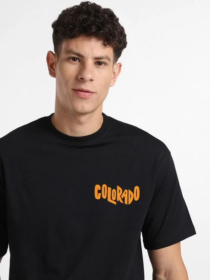 Baskılı Oversize T-shirt - Siyah -