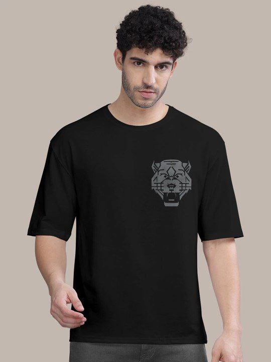 Baskılı Oversize T-shirt - Siyah -