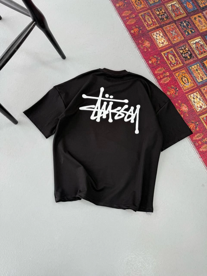 Baskılı Oversize T-shirt - Siyah -
