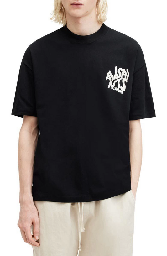 Baskılı Oversize T-shirt - Siyah -