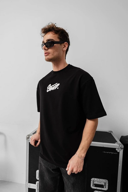 Baskılı Oversize T-shirt - Siyah -