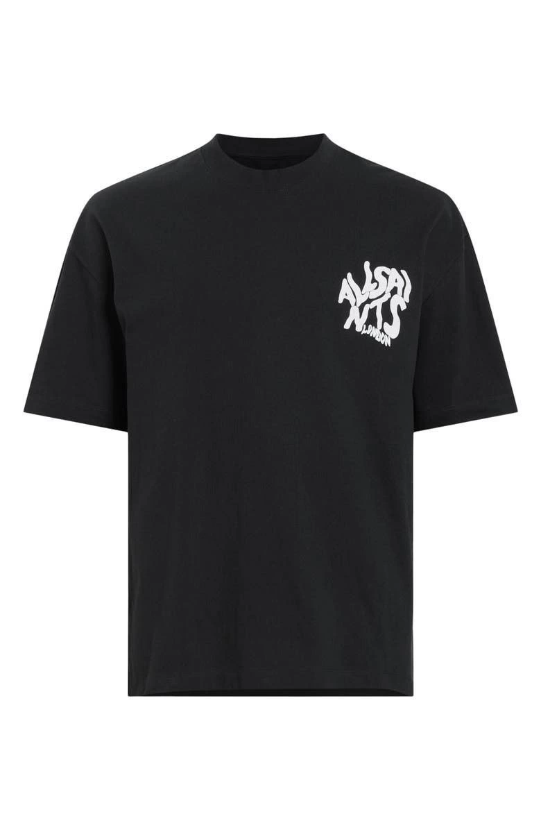 Baskılı Oversize T-shirt - Siyah -