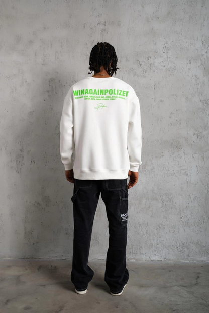 Erkek 3 iplik Bisiklet yaka Baskılı Sweatshirt - Beyaz