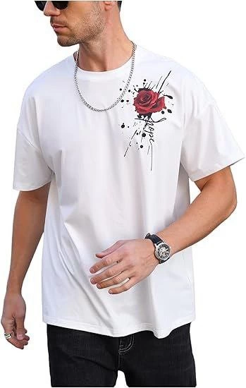 Bisiklet Yaka Kısa Kol Baskılı T-shirt - Beyaz -