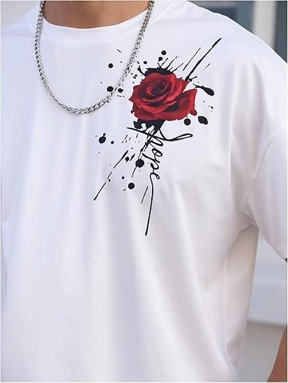 Bisiklet Yaka Kısa Kol Baskılı T-shirt - Beyaz -