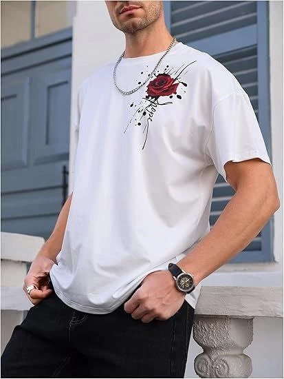 Bisiklet Yaka Kısa Kol Baskılı T-shirt - Beyaz -