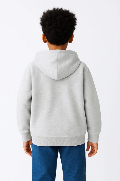 Kapüşonlu Kanguru Çepli Tam Fermuarlı Hırka SweatShirt - Gri -
