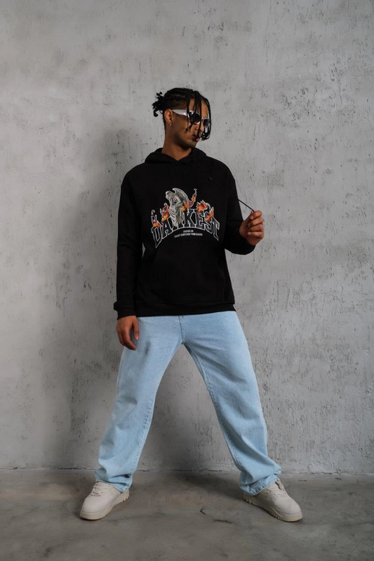 DANKES Baskılı Kapüşonlu Sweat - Siyah -