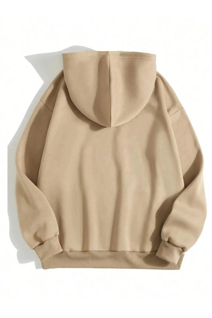 Düz Kapüşonlu Sweat - Bej -