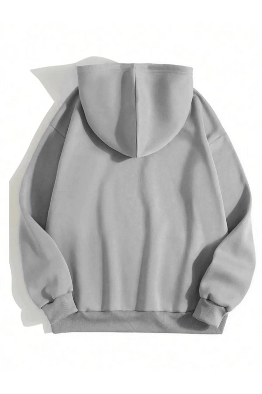 Düz Kapüşonlu Sweat - Boyalı Gri -