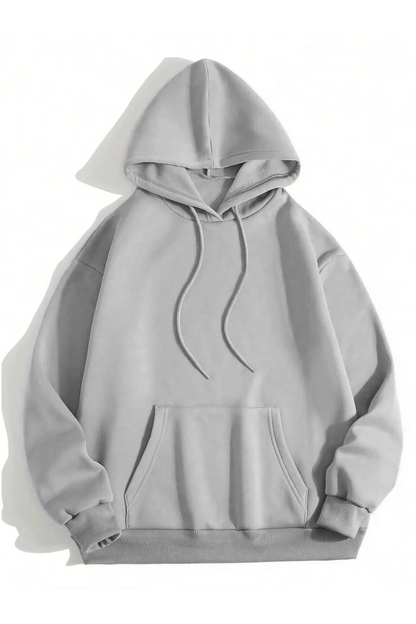 Düz Kapüşonlu Sweat - Boyalı Gri -