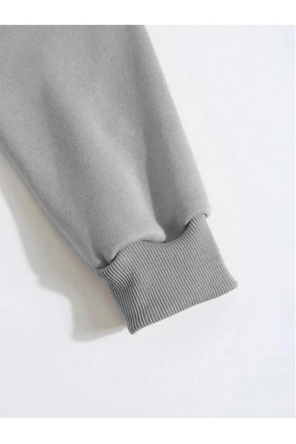Düz Kapüşonlu Sweat - Boyalı Gri -