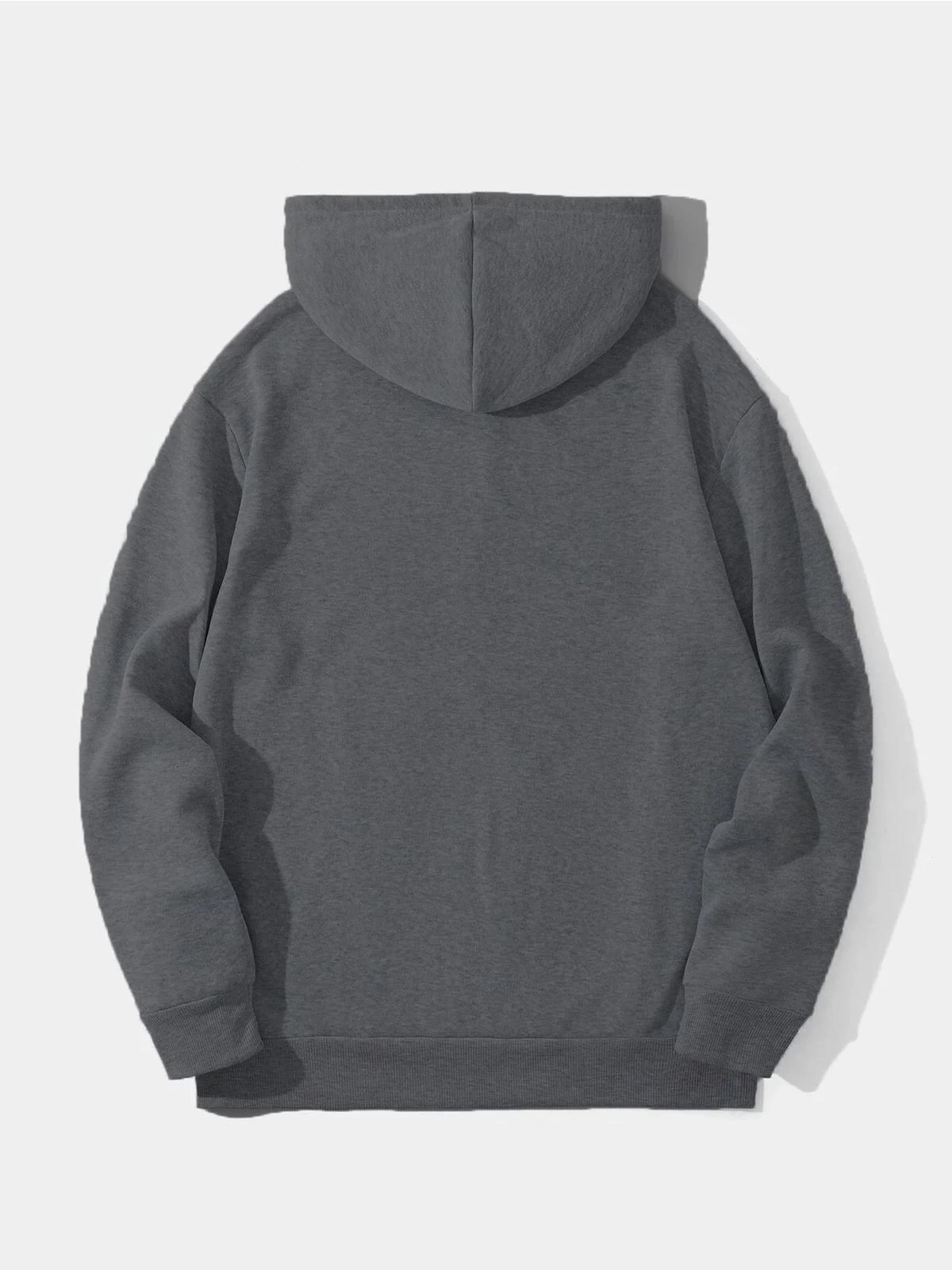 Düz Kapüşonlu Sweat - Füme