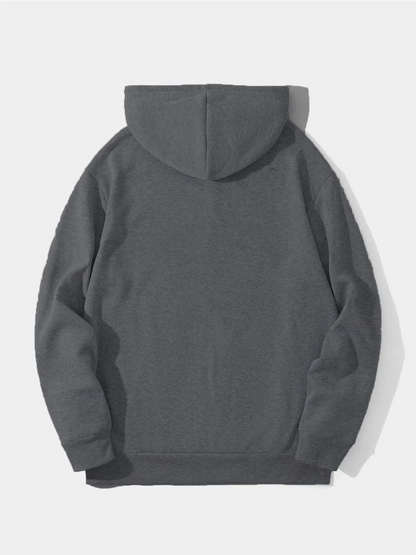 Düz Kapüşonlu Sweat - Füme