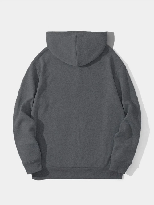 Düz Kapüşonlu Sweat - Füme