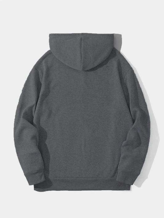Düz Kapüşonlu Sweat - Füme