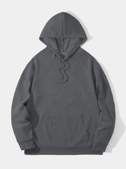 Düz Kapüşonlu Sweat - Füme