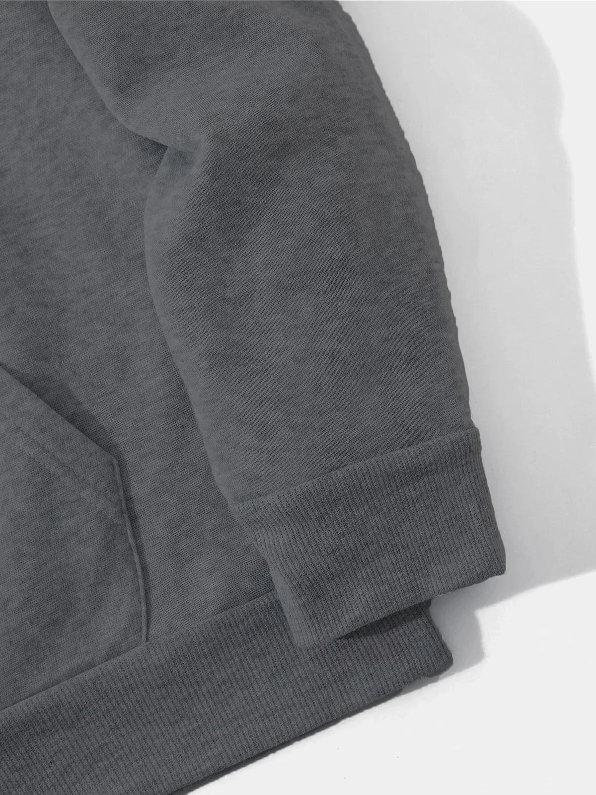 Düz Kapüşonlu Sweat - Füme