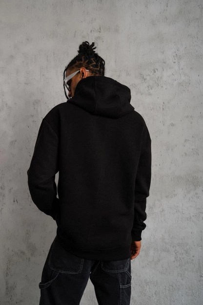 Düz Kapüşonlu Sweat - Siyah -