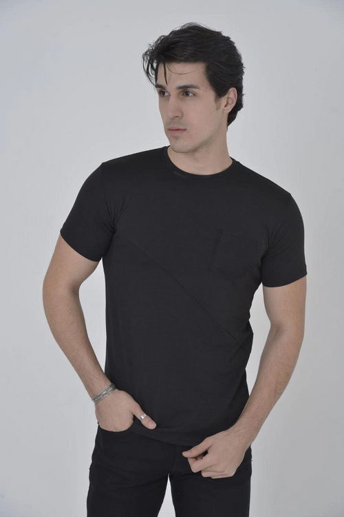 File Cepli Slim fit T-shirt - Siyah -