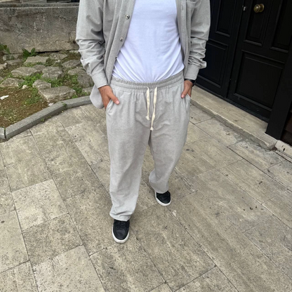 Fitilli Kadife Cepli Buggy Pantolon Oversize Rahat Kalıp - Gri