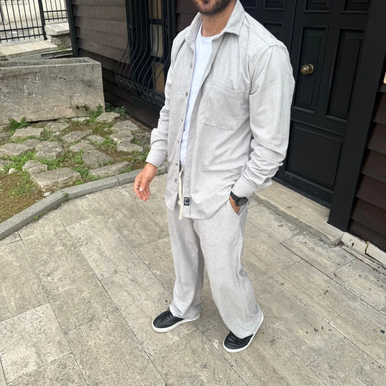 Kadife Oversize Takım  Gri -