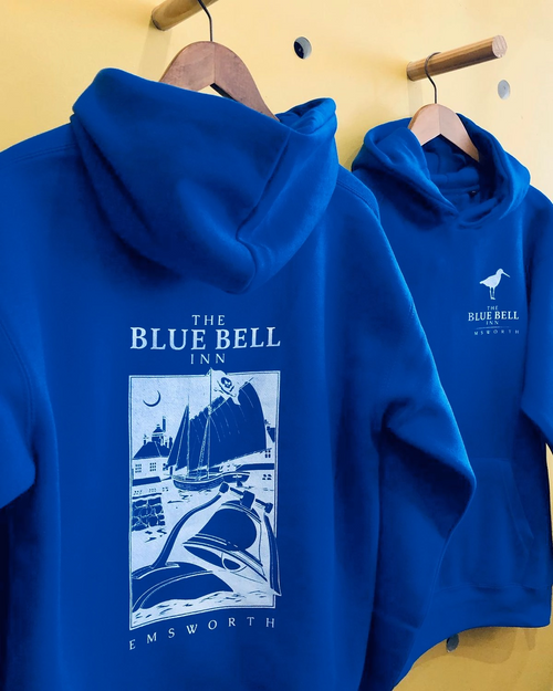 Kapüşonlu Double Oversize Hoodie - Üç İplik Pamuklu, Deniz ve Yelken Baskılı, Kanguru Cepli Premium Sweatshirt - Saks Mavi