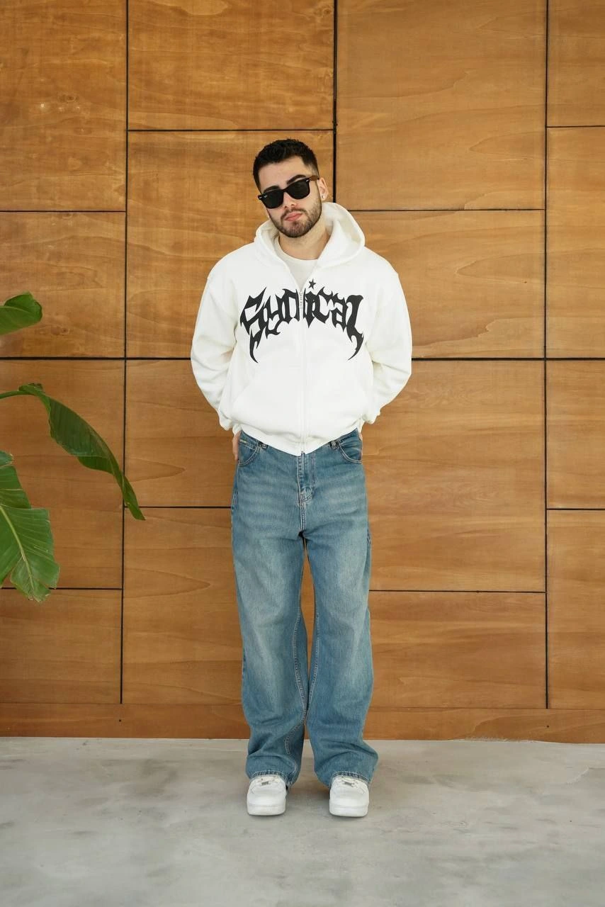 Kapüşonlu Sweatshirt Hoodie - Beyaz