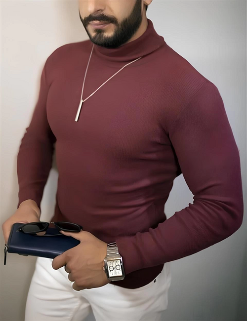 Kaşkorse Boğazlı Full Likralı Fitilli Body Kazak - Bordo -
