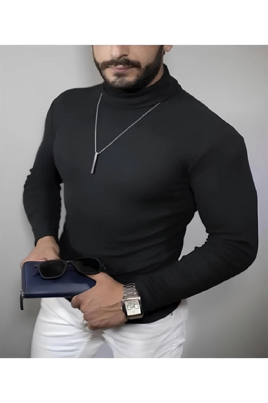 Kaşkorse Boğazlı Full Likralı Fitilli Body Kazak - Siyah