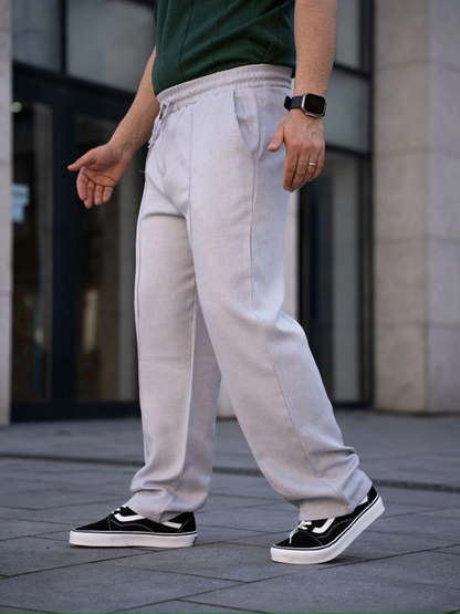 Keten Cepli Çıma Dikişli jogger Buggy Pantalon Rahat kalıp - Gri