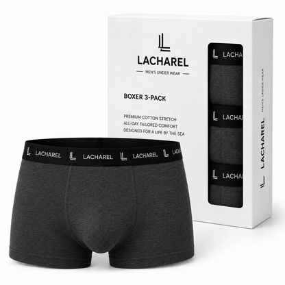 Erkek Likralı Pamuklu Nefes Alan Penye Boxer 2'Li Paket - Füme  Gri