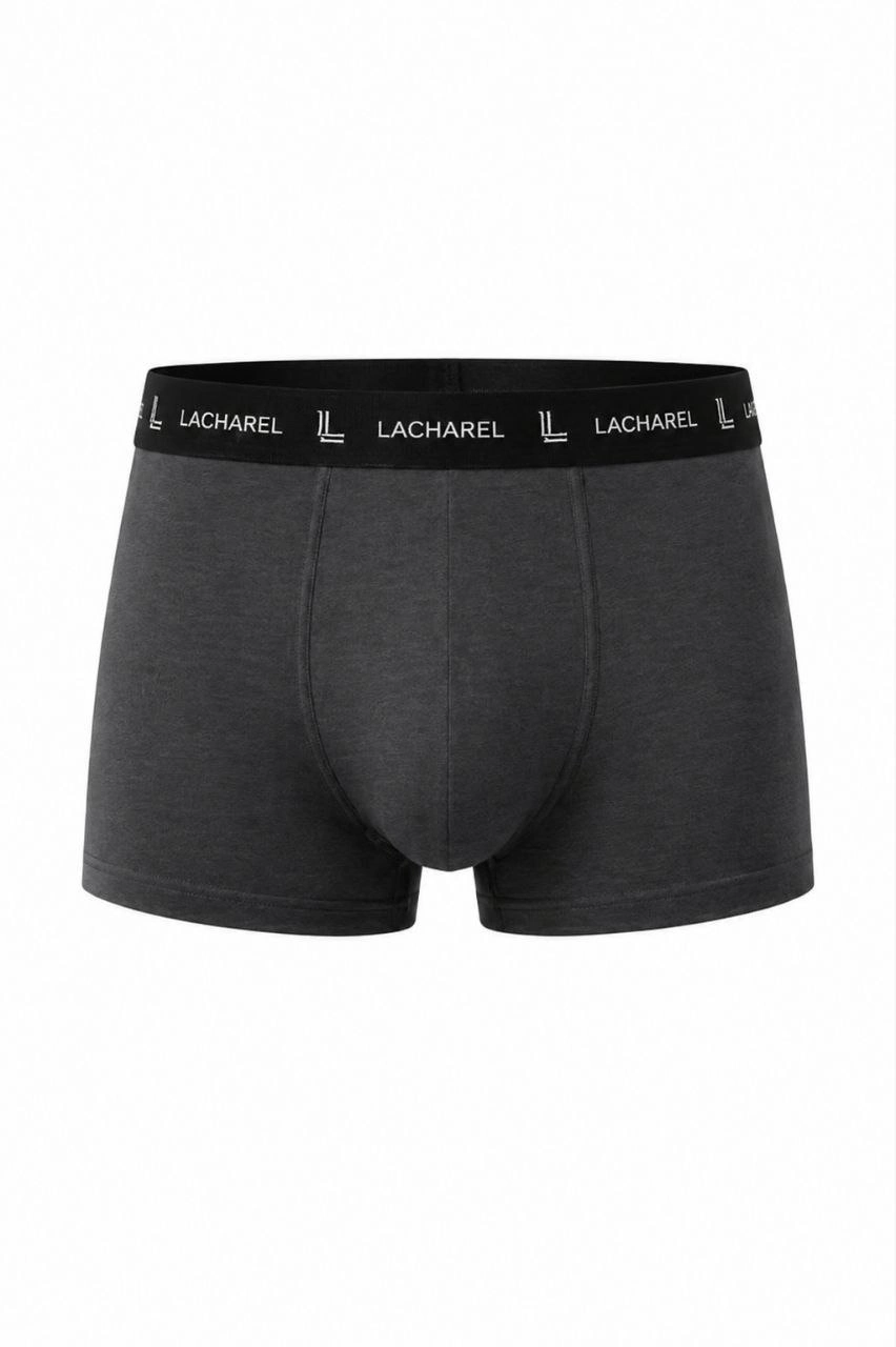 Erkek Likralı Pamuklu Nefes Alan Penye Boxer 2'Li Paket - Füme  Gri