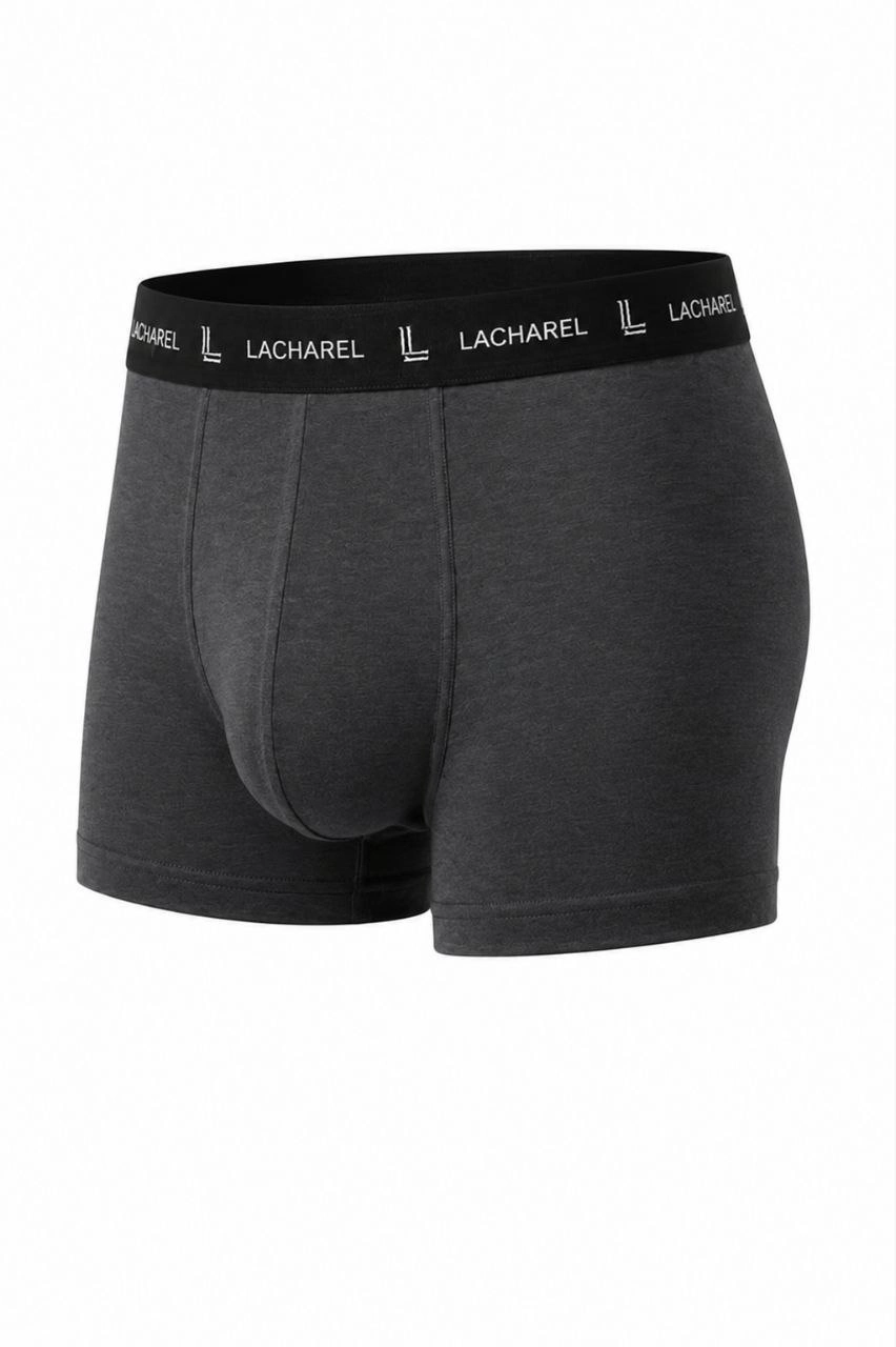 Erkek Likralı Pamuklu Nefes Alan Penye Boxer 2'Li Paket - Füme  Gri