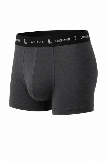 Erkek Likralı Pamuklu Nefes Alan Penye Boxer 2'Li Paket - Füme  Gri