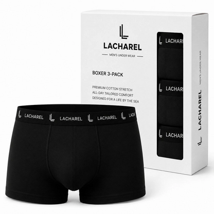 Erkek Likralı Pamuklu Nefes Alan Penye Boxer 2'Li Paket - Siyah  Lacivert