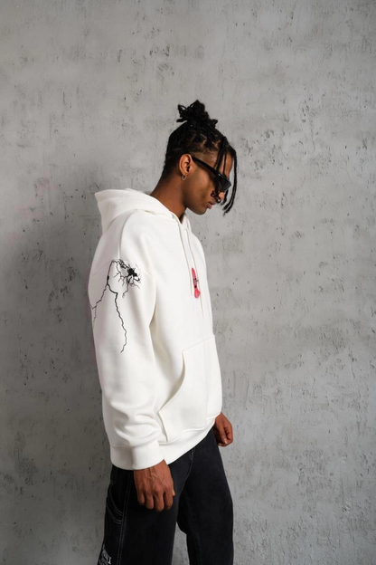 OversizeKapüşonlu Sweatshirt - 'Don t Be Terrified'  Beyaz -