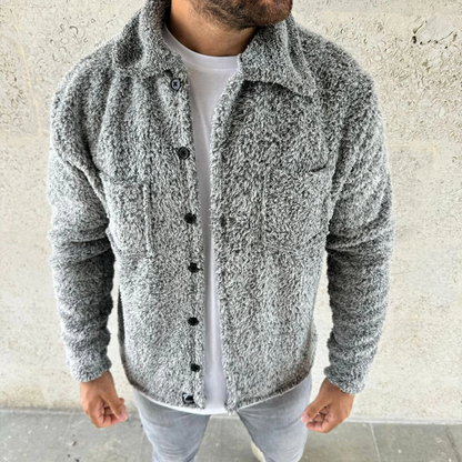 Pelüş Polar Hırka Gömlek - Gri -