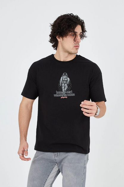 Penye Baskılı T-Shirt - Siyah