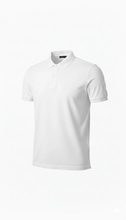 Erkek Polo Yaka Düğmeli Pike Kumaş Tişört Regular Fit Kısa Kol T-Shirt - Beyaz