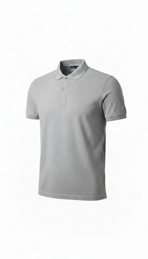 Erkek Polo Yaka Düğmeli Pike Kumaş Tişört Regular Fit Kısa Kol T-Shirt - Gri