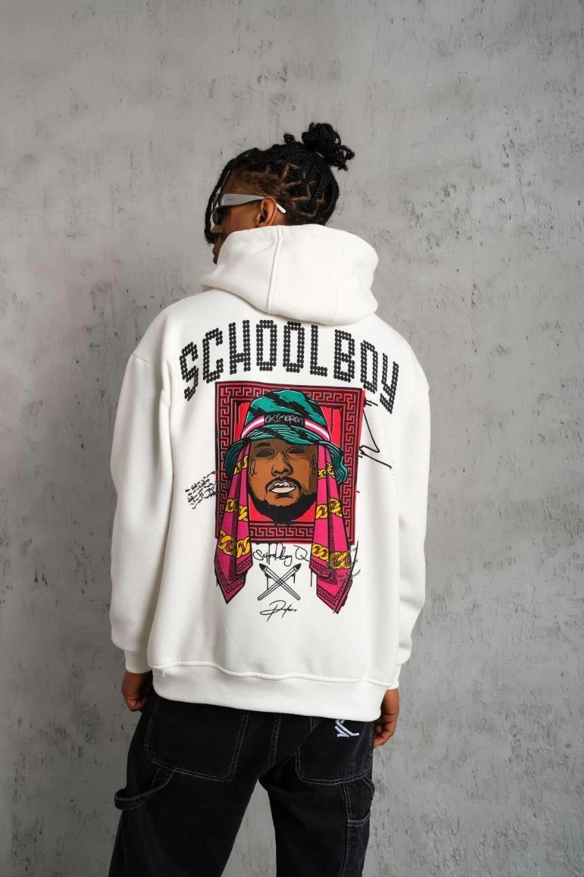 SCHOOL BOY Baskılı Kapüşonlu Sweat - Beyaz -