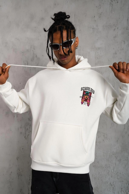 SCHOOL BOY Baskılı Kapüşonlu Sweat - Beyaz -