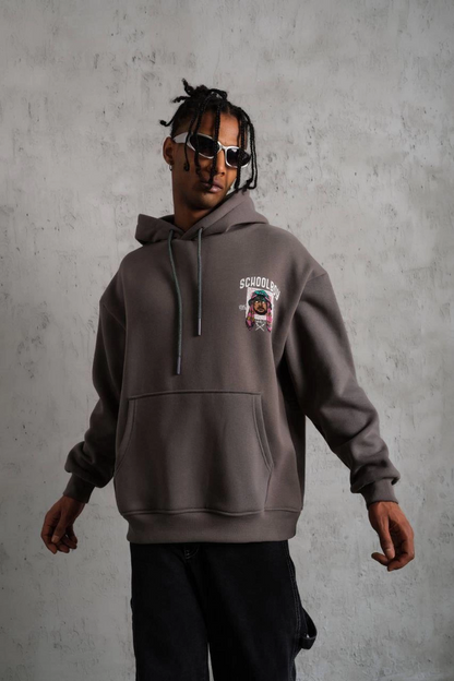 SCHOOL BOY Baskılı Kapüşonlu Sweat - Gri