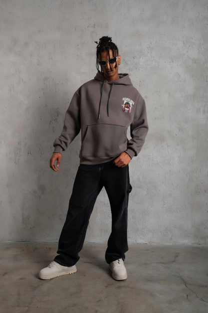 SCHOOL BOY Baskılı Kapüşonlu Sweat - Gri
