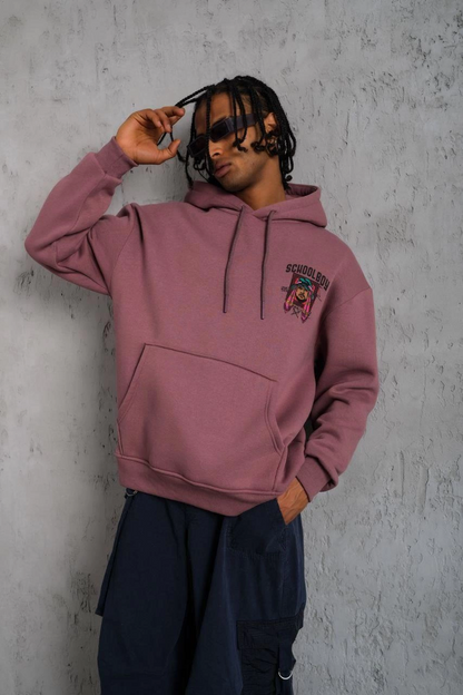 SCHOOL BOY Baskılı Kapüşonlu Sweat - Gül Kurusu
